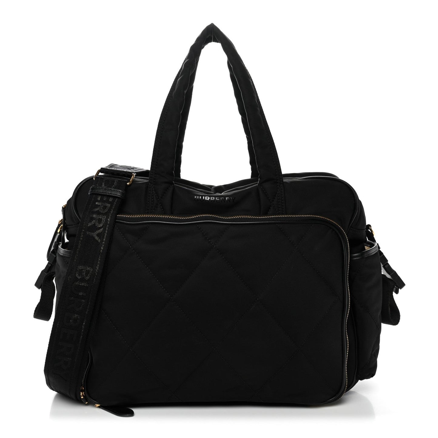 Nylon Quilted Diaper Tote Bag Black