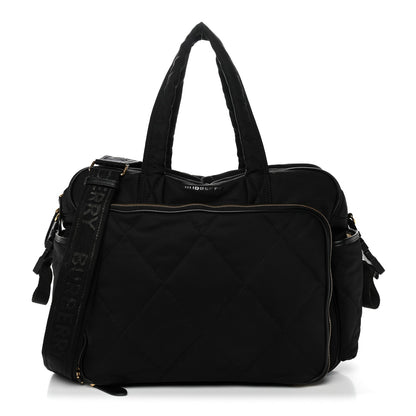 Nylon Quilted Diaper Tote Bag Black