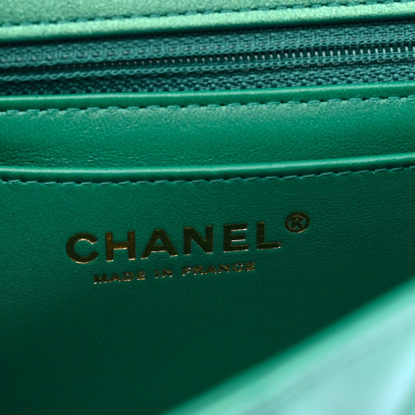 Iridescent Lambskin Quilted Mini Rectangular Flap Green
