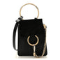Suede Calfskin Mini Faye Bracelet Bag Black