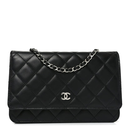 Lambskin Quilted Wallet On Chain WOC Black