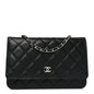 Lambskin Quilted Wallet On Chain WOC Black
