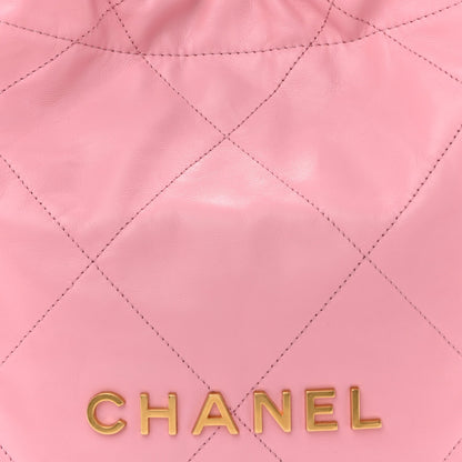 Shiny Calfskin Quilted Small Chanel 22 Dark Pink