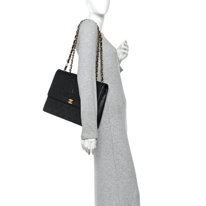 Lambskin Quilted CC Maxi Jumbo Single Flap Black
