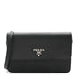 Saffiano Metal Flap Wallet With Strap Black