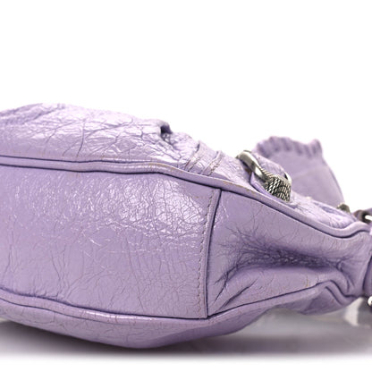 Extra Supple Calfskin Crocodile Embossed Le Cagole Shoulder Bag XS Lilac