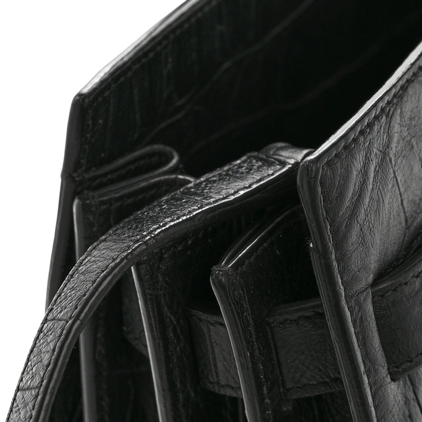 Calfskin Crocodile Embossed Baby Sac De Jour Black