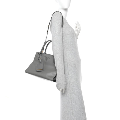 Saffiano Cuir Calfskin Medium Monochrome Top Handle Tote Ardesia