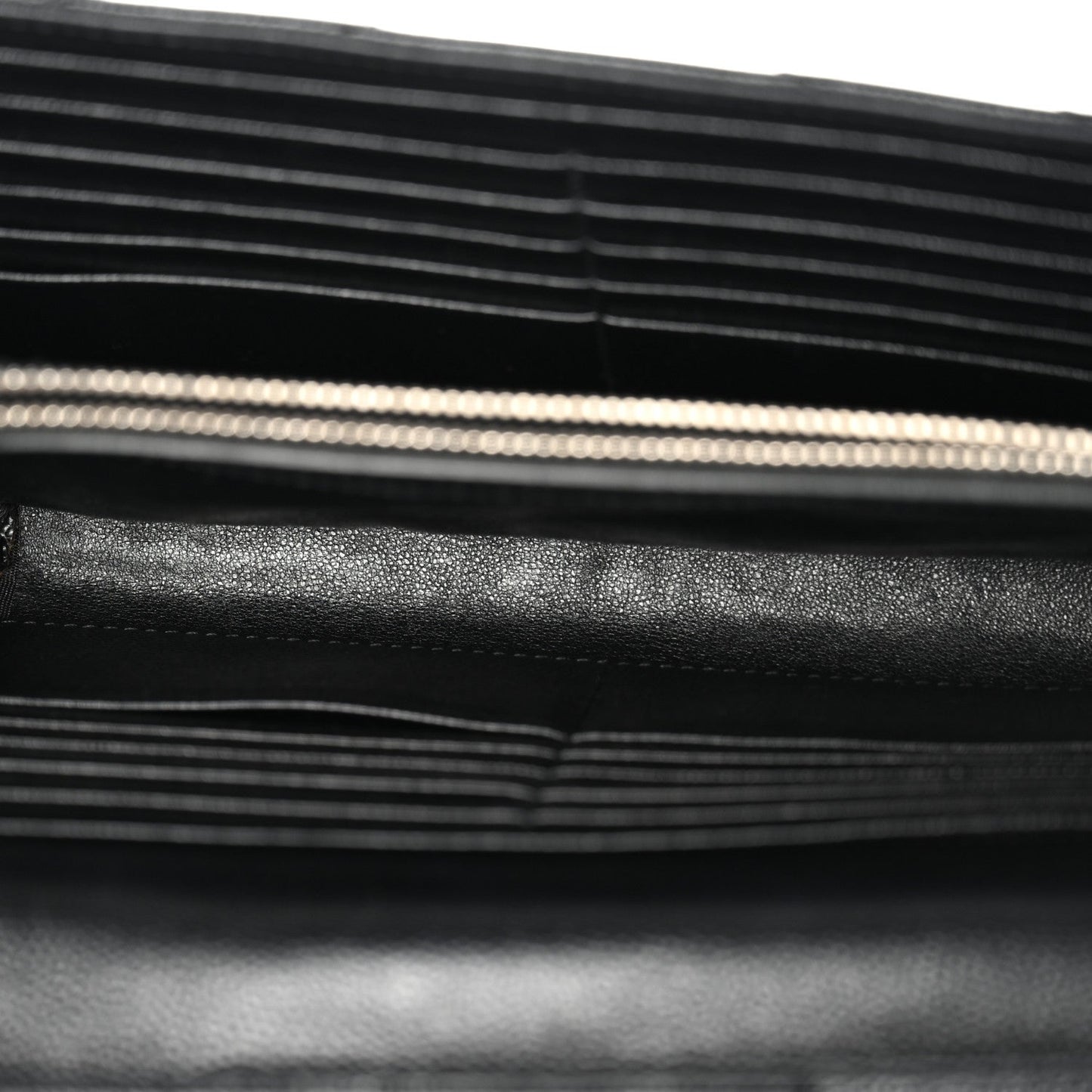 Grain De Poudre Matelasse Chevron Monogram Chain Wallet  Black