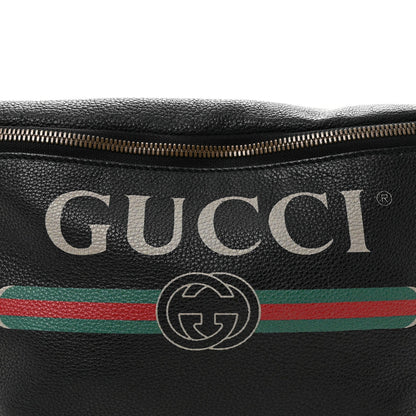 Grained Calfskin Logo Belt Bag Black
