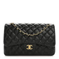 Lambskin Quilted Jumbo Double Flap Black