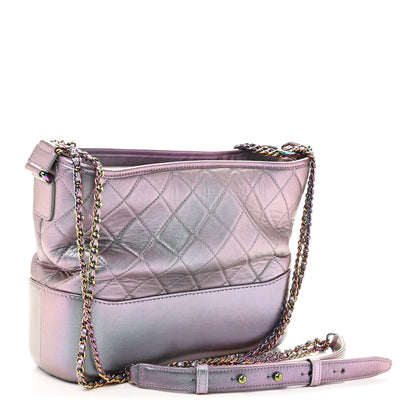 Iridescent Lambskin Calfskin Quilted Medium Gabrielle Hobo Light Purple