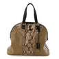 Calfskin Snakeskin Oversized Muse Satchel Black Beige