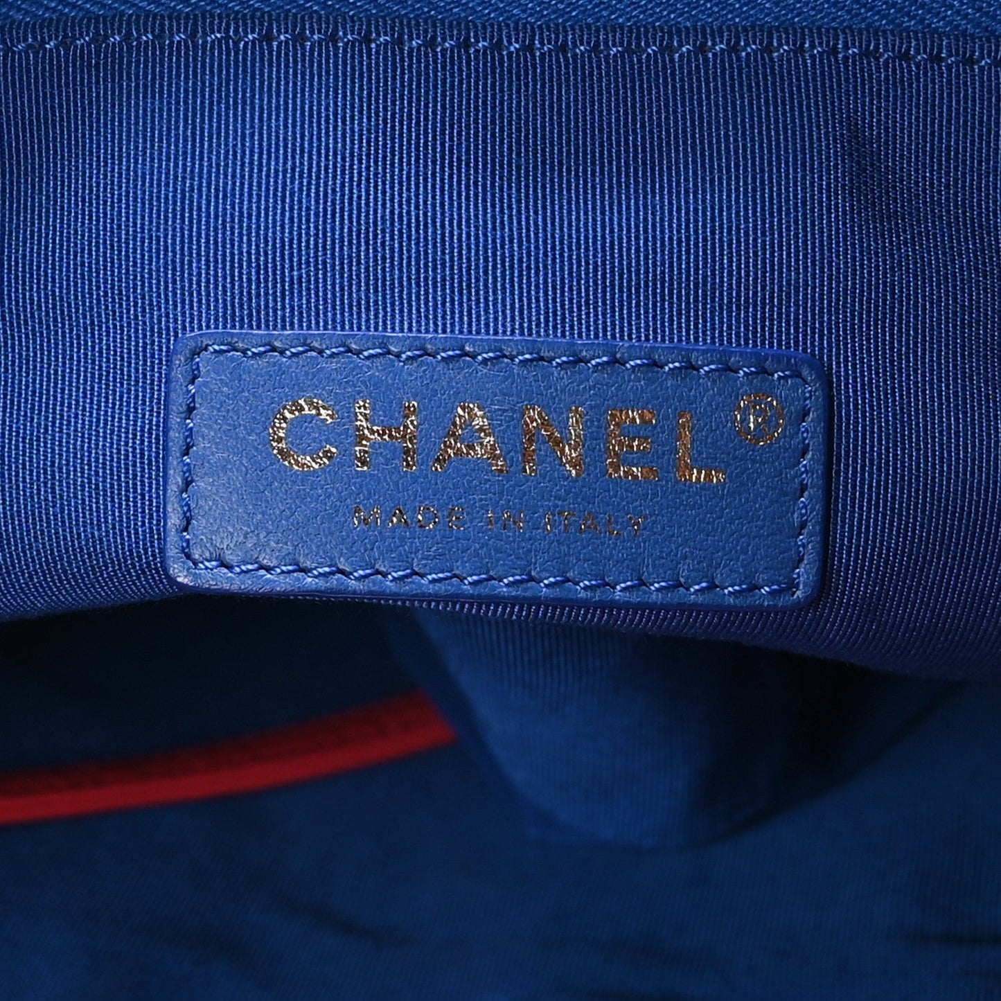 Aged Calfskin Quilted Large 31 Shopping Bag Red Blue
