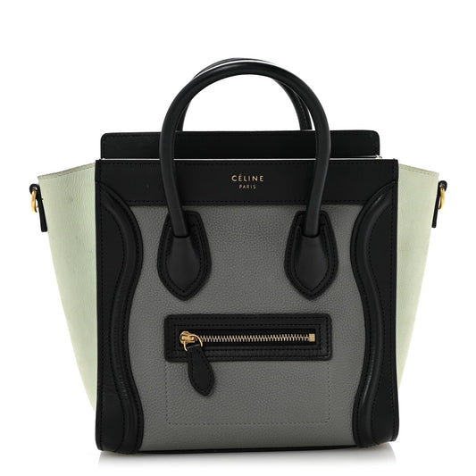 Baby Grained Calfskin Nano Tri-Color Luggage Zinc Almond