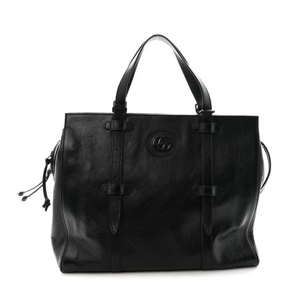Piuma Lux Energy Monochrome Tonal GG Medium Tote Bag Black