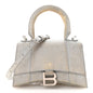 Glitter Fabric Hourglass Top Handle Bag XS Grey