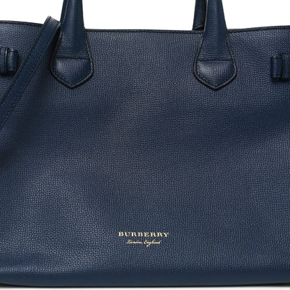 Derby Calfskin House Check Medium Banner Tote Ink Blue