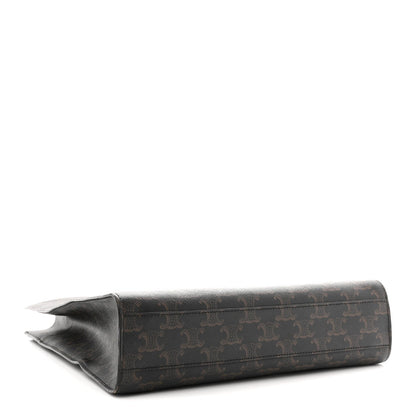 Triomphe Canvas Calfskin Small Vertical Cabas Tan