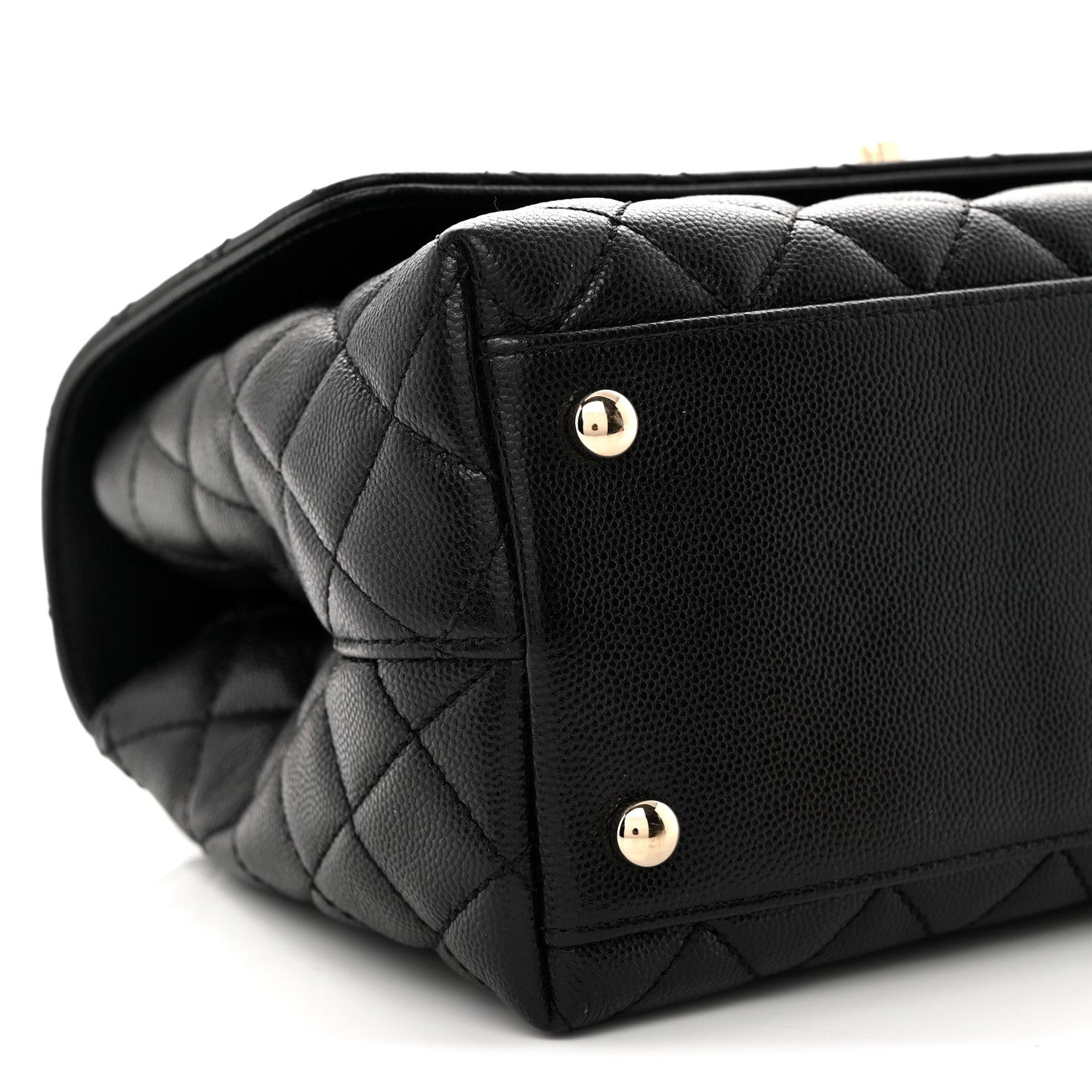 Caviar Quilted Small Coco Handle Flap Black
