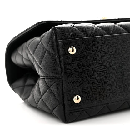 Caviar Quilted Small Coco Handle Flap Black
