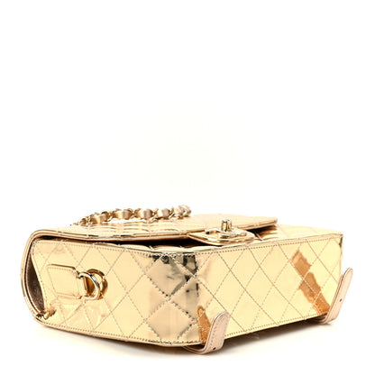 Mirror Calfskin Metallic Calfskin Quilted Hollywood Boulevard Backpack With Coin Purse Gold