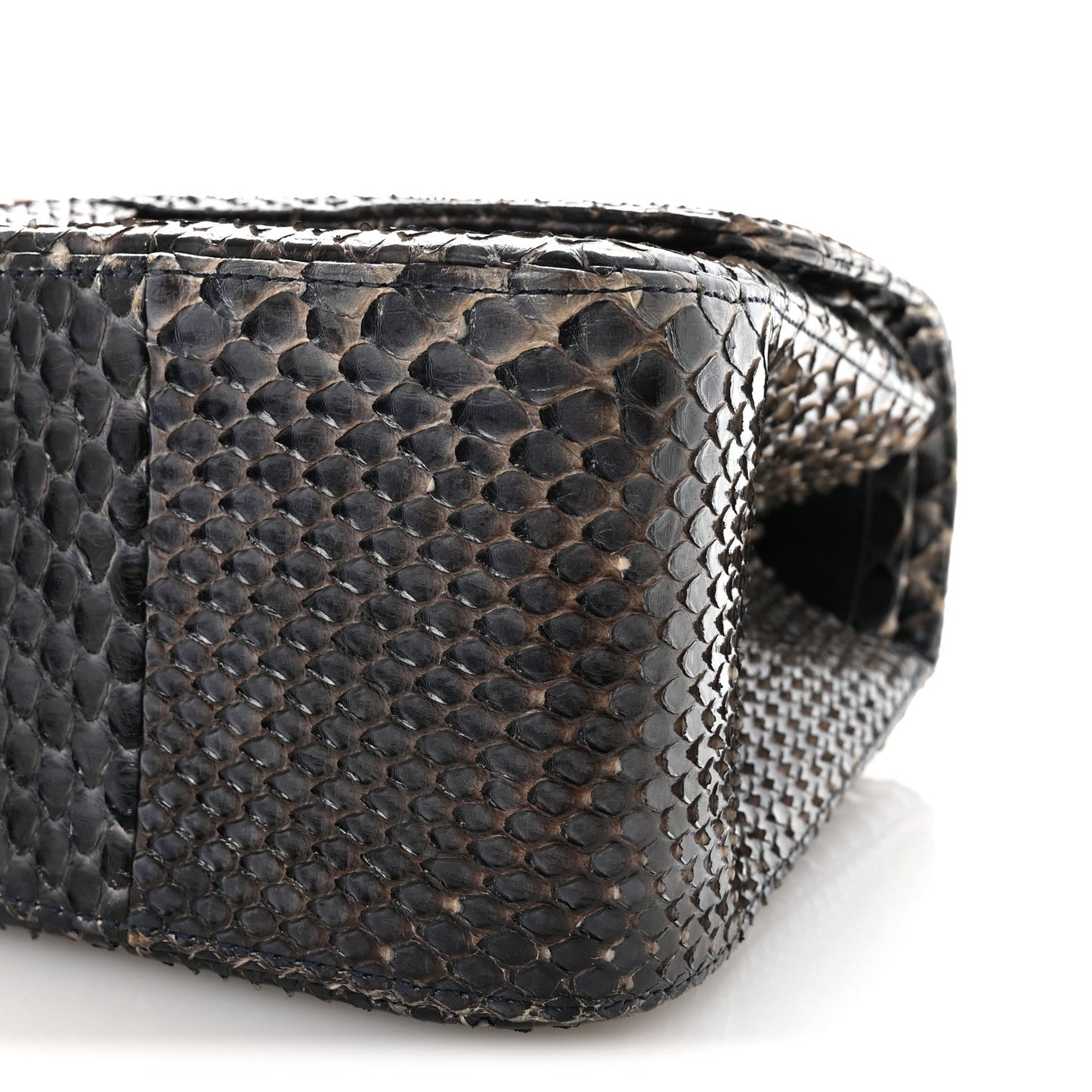 Metallic Snakeskin Jumbo Double Flap Blue