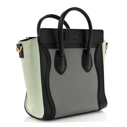 Baby Grained Calfskin Nano Tri-Color Luggage Zinc Almond