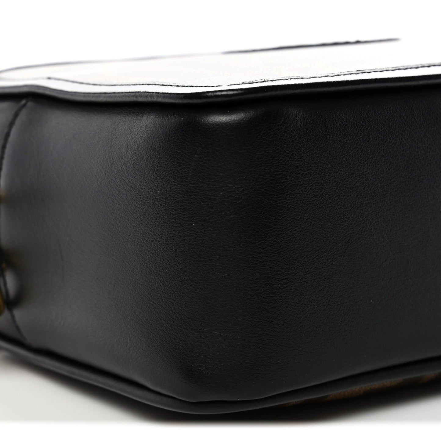 Glazed Fabric Vitello Century FF 1974 Stamp Patch Mini Camera Case Mogano Panna Black
