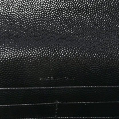 Grain De Poudre Matelasse Chevron Monogram Envelope Chain Wallet Black
