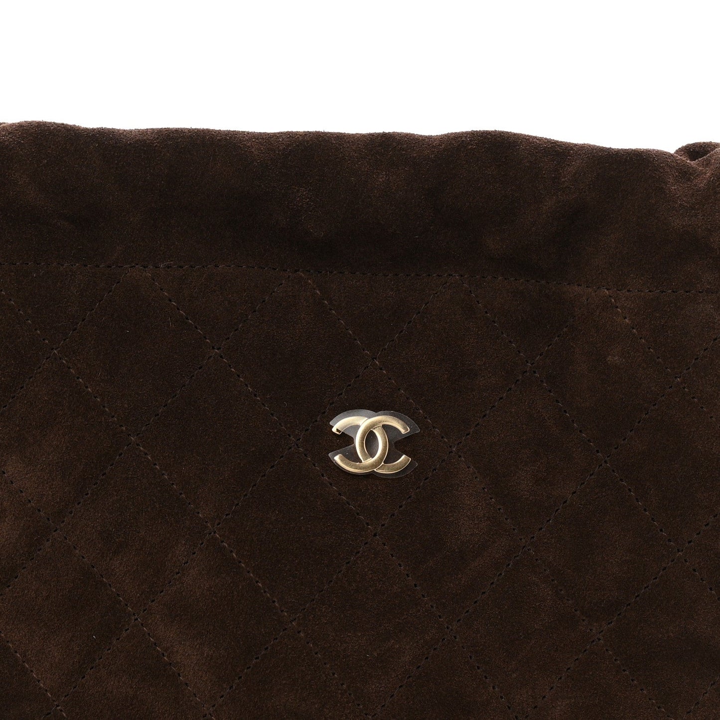 Suede Calfskin Quilted Clutch With Strap Dark Brown