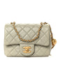 Lambskin Quilted Mini Pearl Crush Flap Light Grey