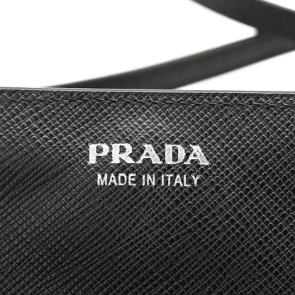 Saffiano Metal Flap Wallet With Strap Black