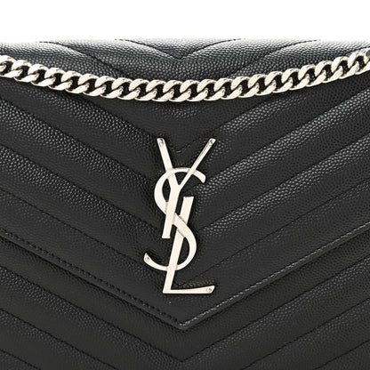 Grain De Poudre Matelasse Chevron Monogram Chain Wallet Black