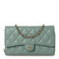 Caviar Quilted Phone Holder Wallet on Removable Chain Light Blue