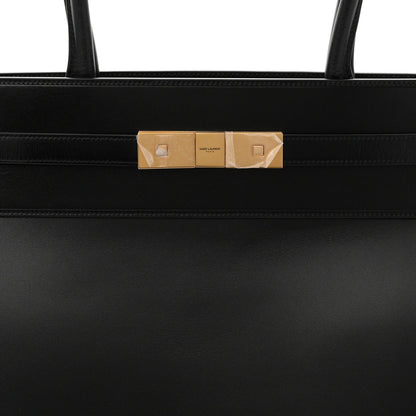 Smooth Calfskin Manhattan North South Shopper Tote Black