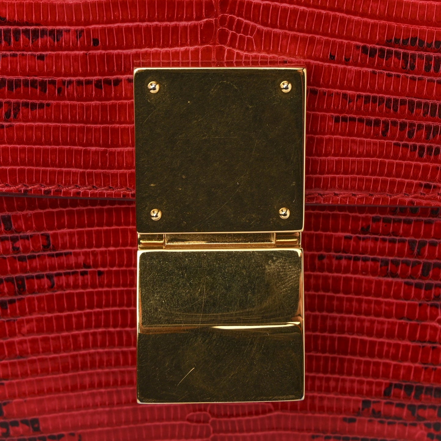 Lizard Medium Classic Box Flap Bag Ruby