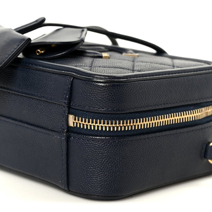 Caviar Quilted Small CC Filigree Vanity Case Navy