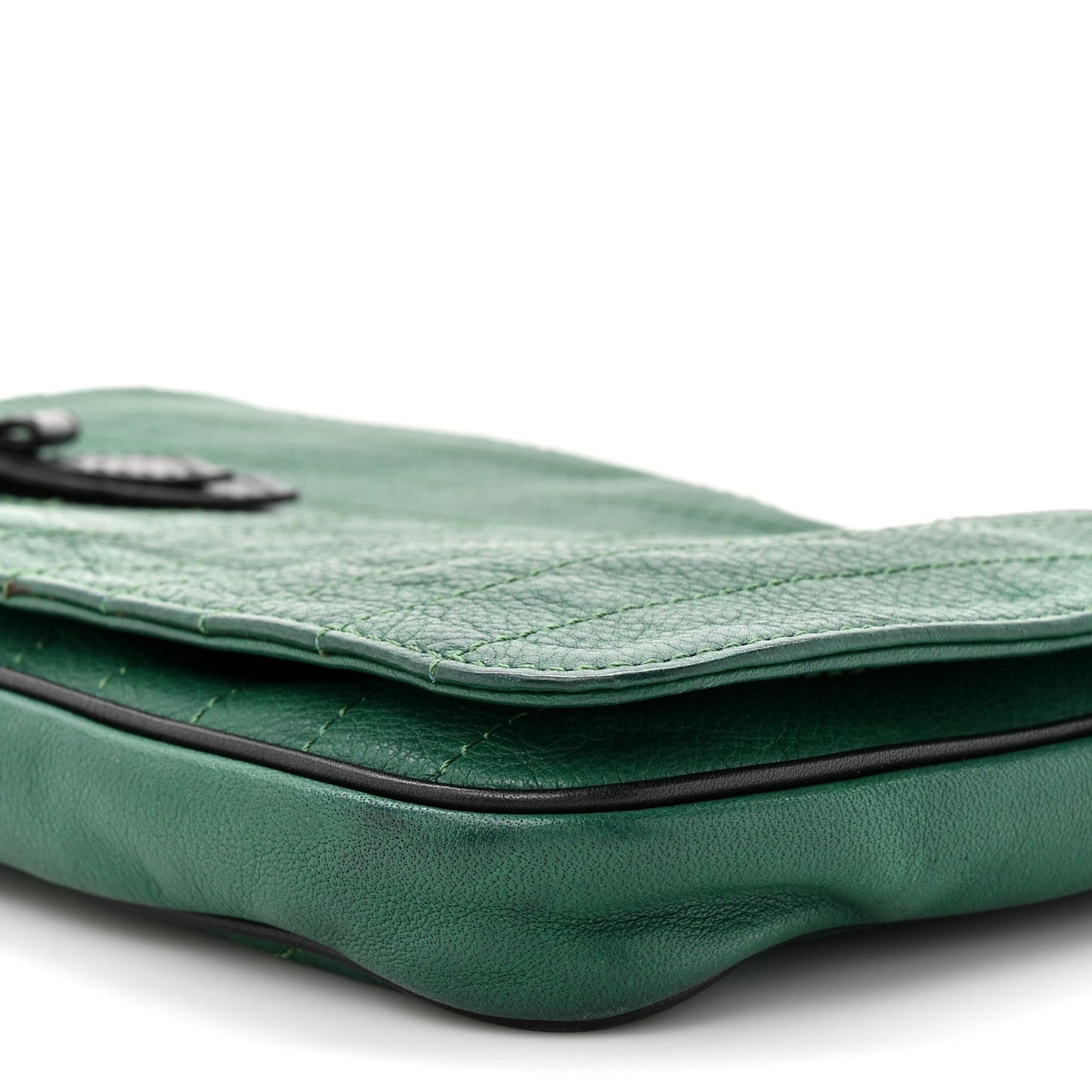 Calfskin Trophe Twist Pocket Shoulder Bag Emerald
