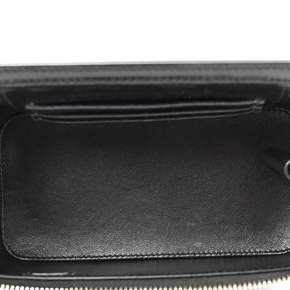 Lambskin Quilted Small Top Handle Vanity Case With Chain Black