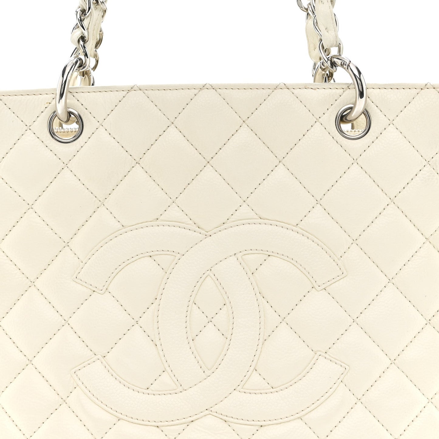Caviar Quilted Grand Shopping Tote GST White