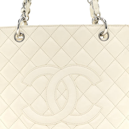 Caviar Quilted Grand Shopping Tote GST White