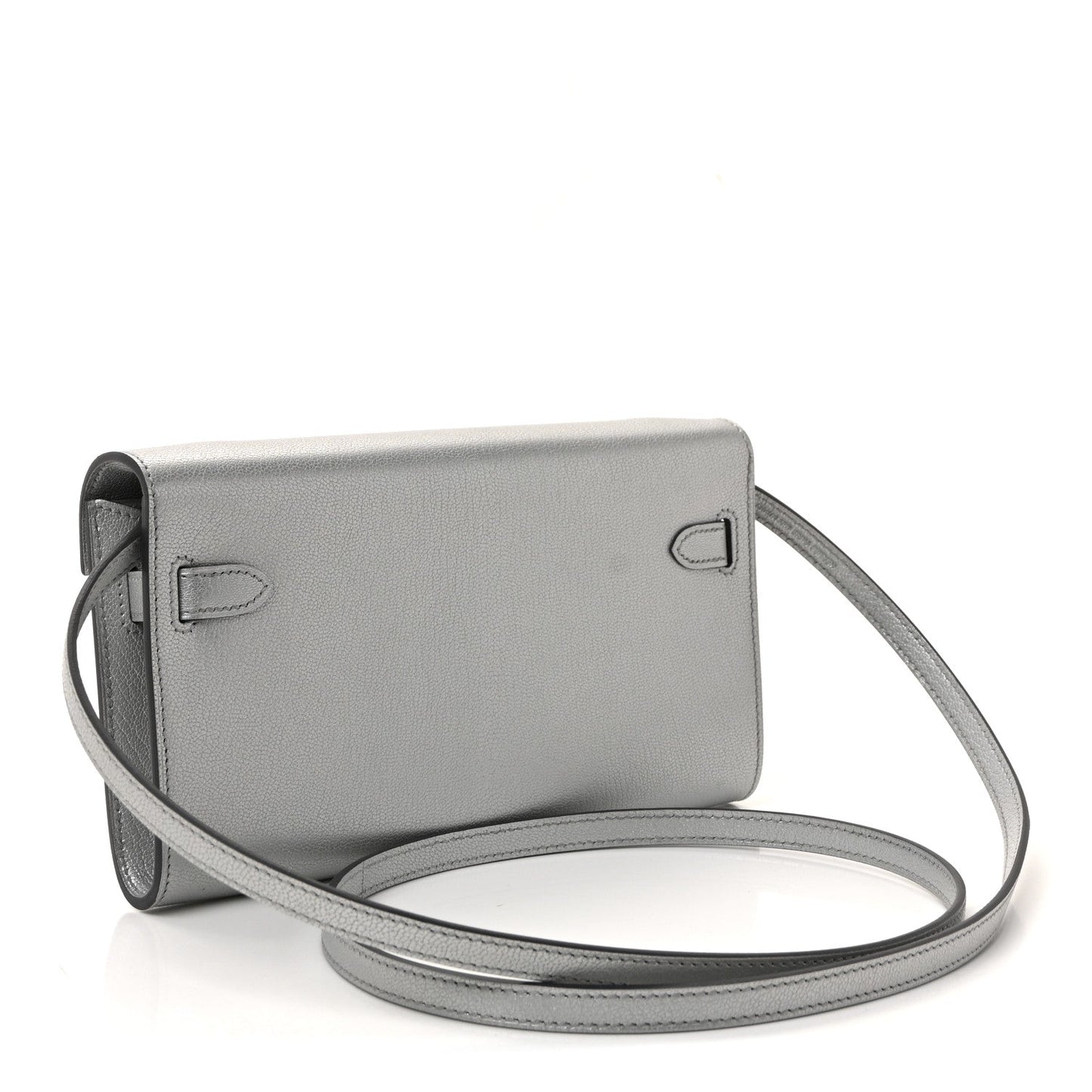 Metallic Chevre Chamkilight Kelly Wallet To Go Argent