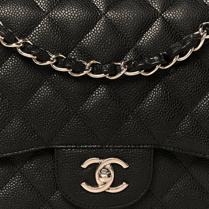 Caviar Quilted Jumbo Double Flap Black