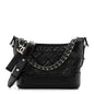 Aged Calfskin Quilted Small Gabrielle Hobo Black