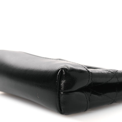 Shiny Lambskin Quilted Micro 31 Clutch With Chain Black