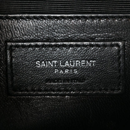 Calfskin Crocodile Embossed Medium Classic Monogram Kate Tassel Satchel Black