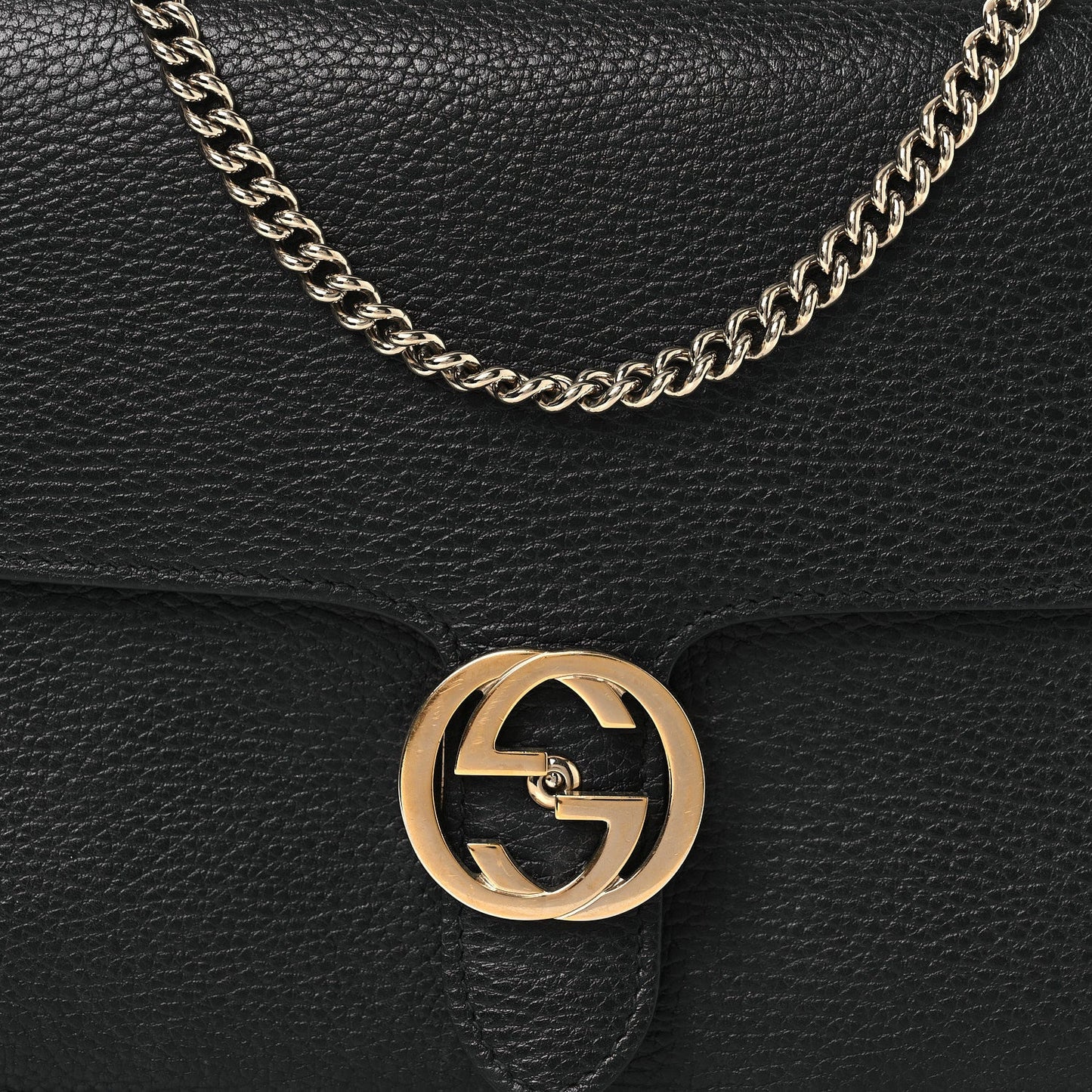 Dollar Calfskin Interlocking G Shoulder Bag Black