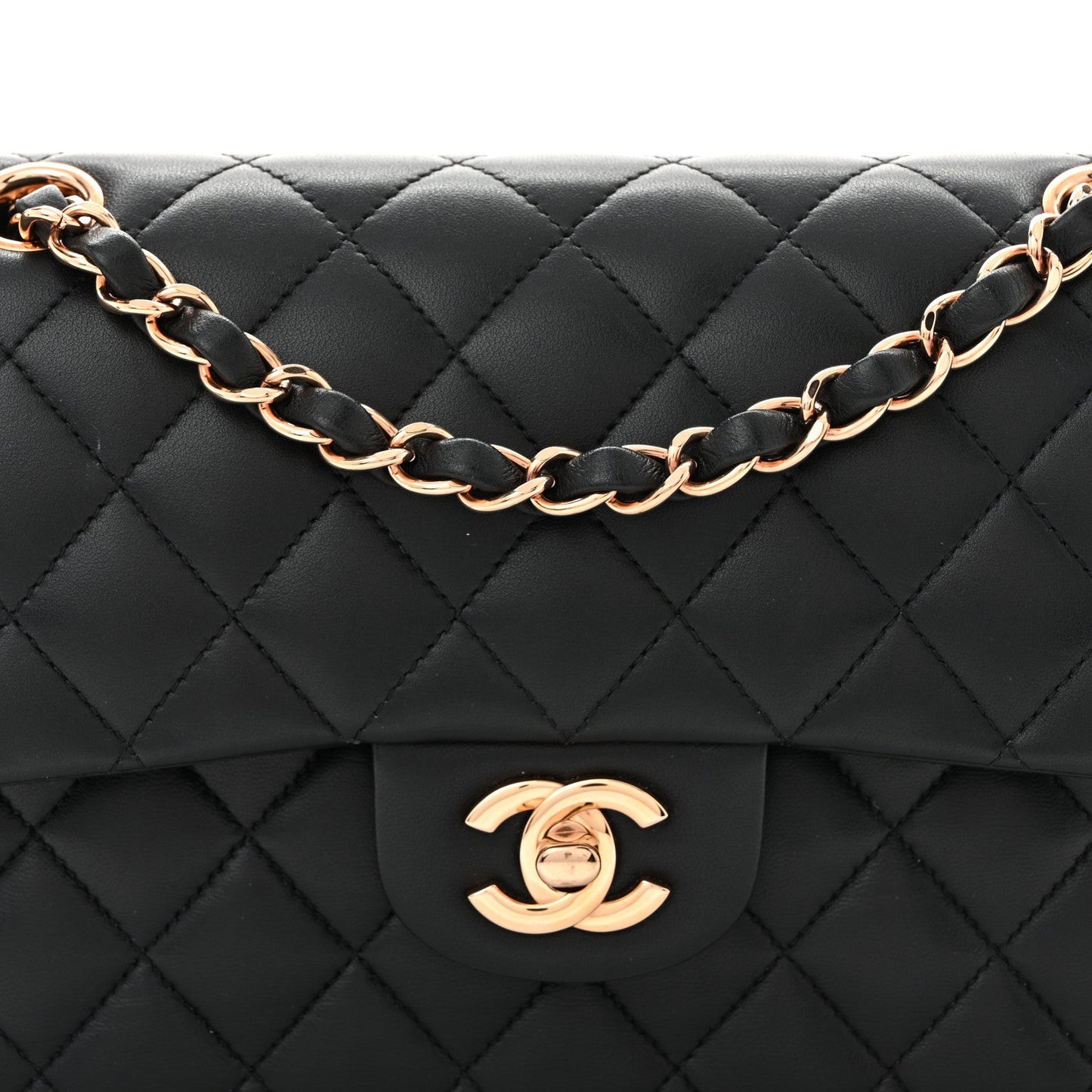 Lambskin Quilted Small Double Flap Black