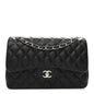 Lambskin Quilted Jumbo Double Flap Black